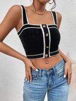 SweatyRocks Women's Sleeveless Ribbed Knit Spaghetti Strap Crop Cami Tank Top - Image 3
